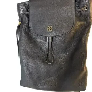 Tory Burch Brody Pebbled Leather Black Backpack Drawstring Tory Burch Brody Leather Drawstring Backpack, $495  main image 3